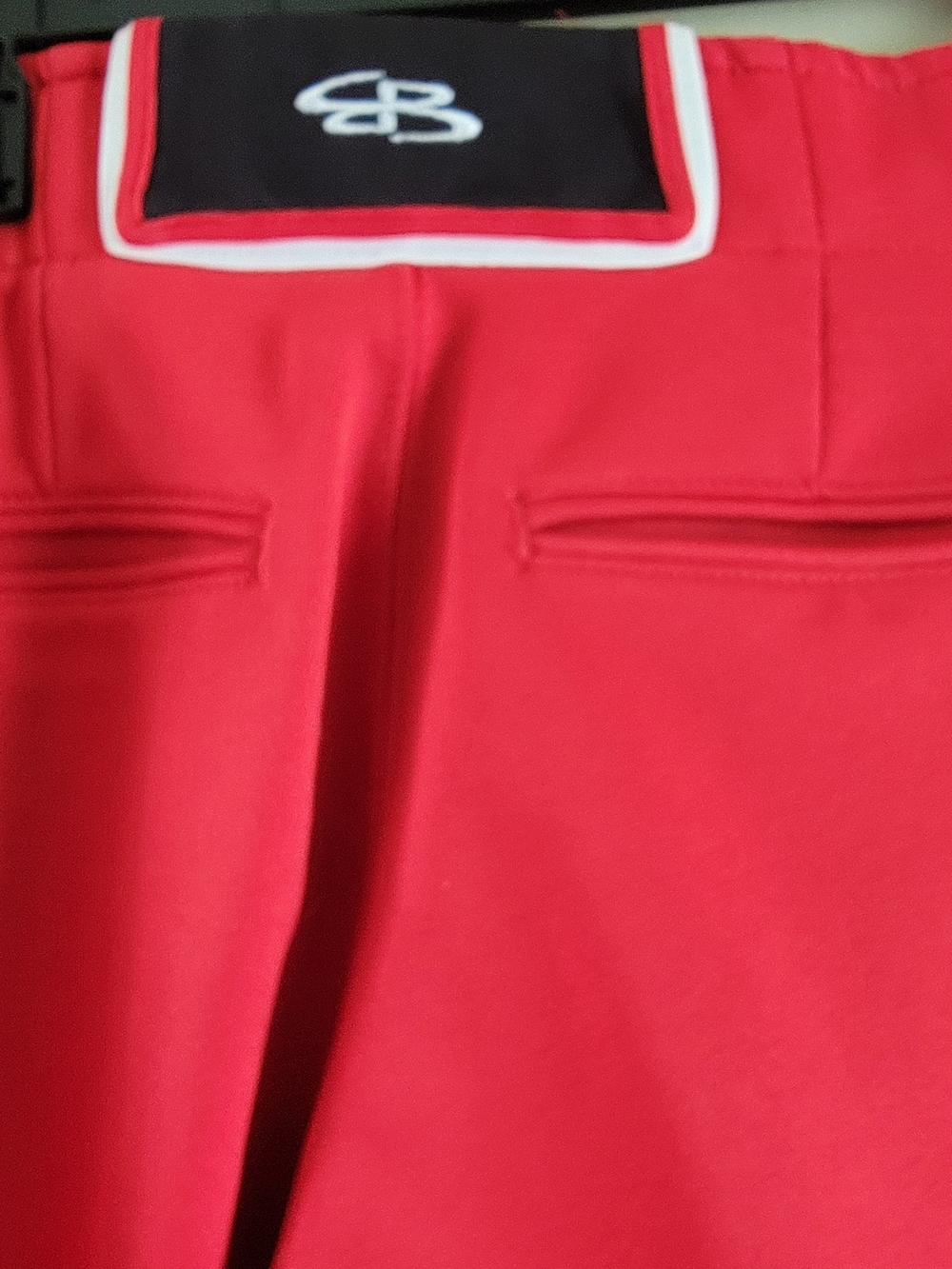 Red Ball Pants With Black And White Trim 30 Knee Length Belt Loops Pockets - Picture 5 of 9